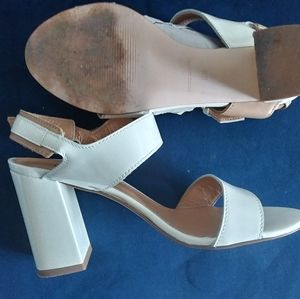 Patent white and Beige Italian Leather sandals 8 1/2 M